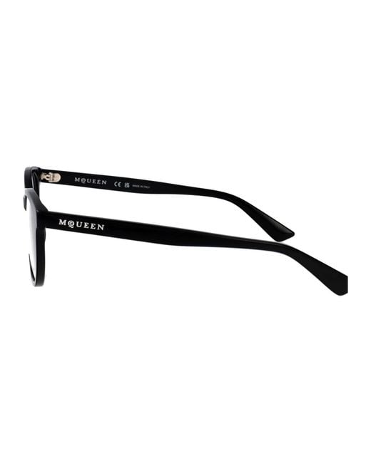McQueen Black Transparent Acetate Glasses for men