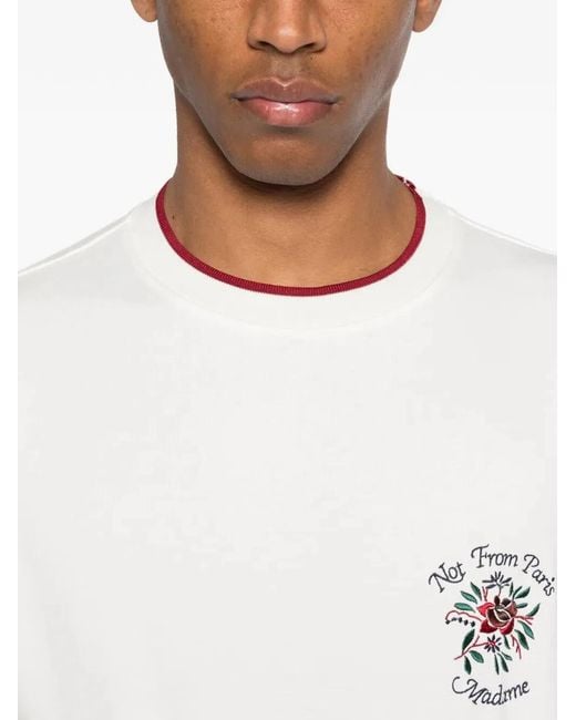 Drole de Monsieur White "Slogan Rose" Long Sleeves T-Shirt for men