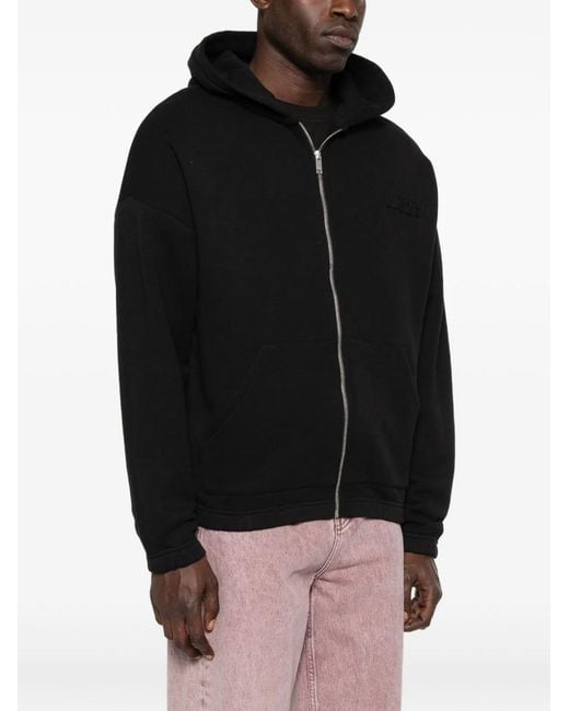 Autry Black Hooded Zip Front Sweater
