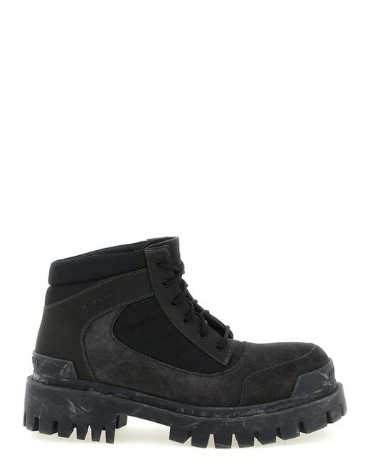 Balenciaga Black 'Combat Strike' Ankle Boots for men