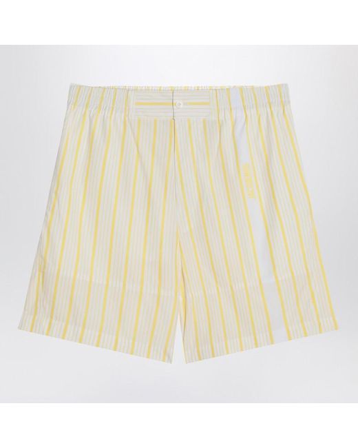 Jacquemus Natural Striped Bermuda Shorts With Logo for men