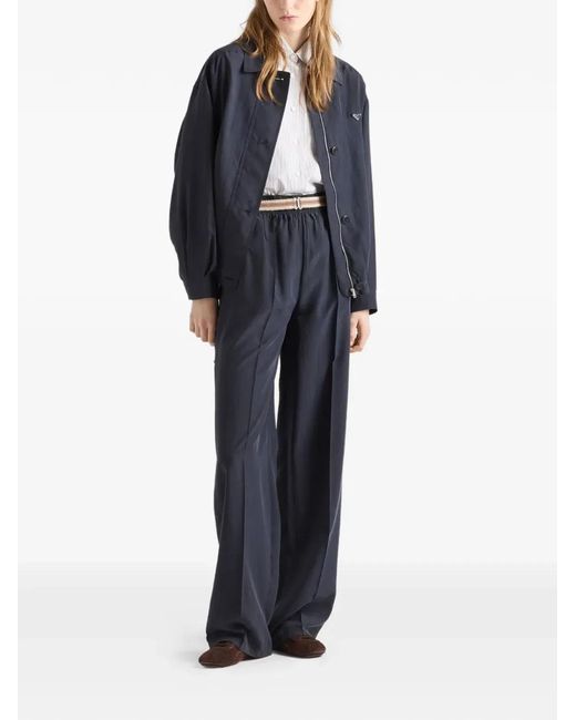 Prada White Embroidered Striped Poplin Shirt