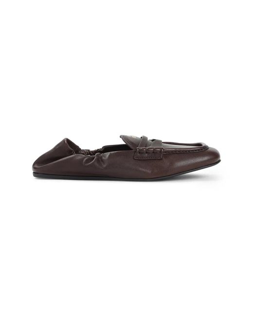 Miu Miu Brown Ruches Nappa Leather Loafers