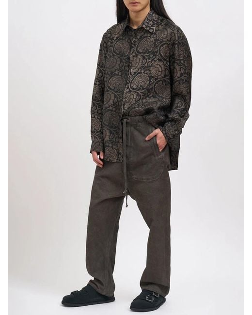 Uma Wang Gray Camicia Tab for men