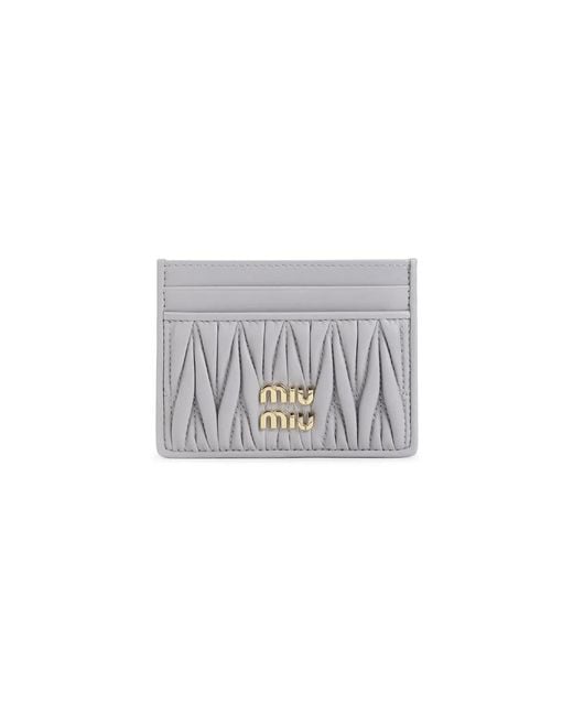 Miu Miu Gray Glicine Lamb Leather Cardholder