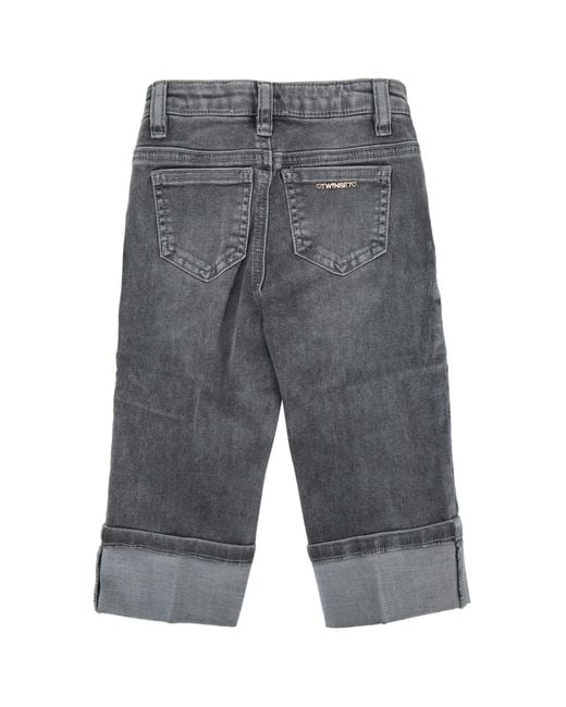 Twinset Gray Jeans Risvolto