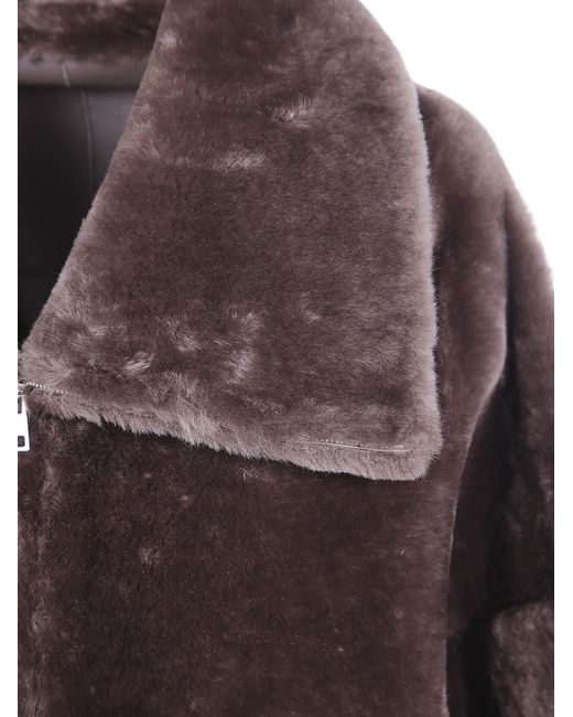 Blancha Purple Straight Merino Shearling Jacket