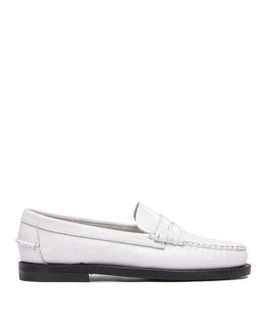 Sebago White Smooth Grain Leather
