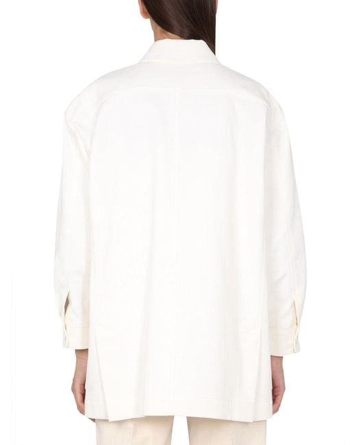 Max Mara White Classic Collar Button Closure Jacket