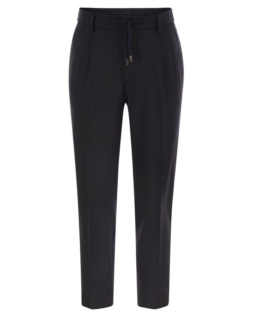 Peserico Blue Technical Virgin Wool Gabardine Jogger for men