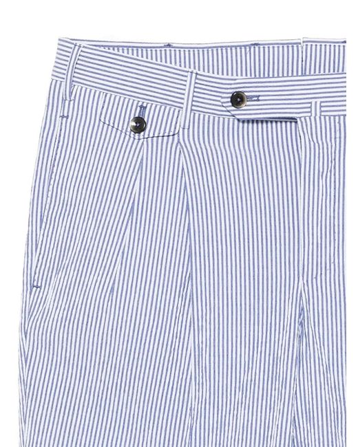 PT01 Blue Striped Seersucker Cotton Shorts for men
