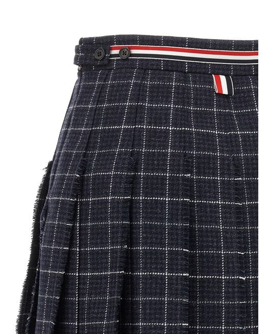 Thom Browne Blue 'Rwb' Pleated Tweed Skirt