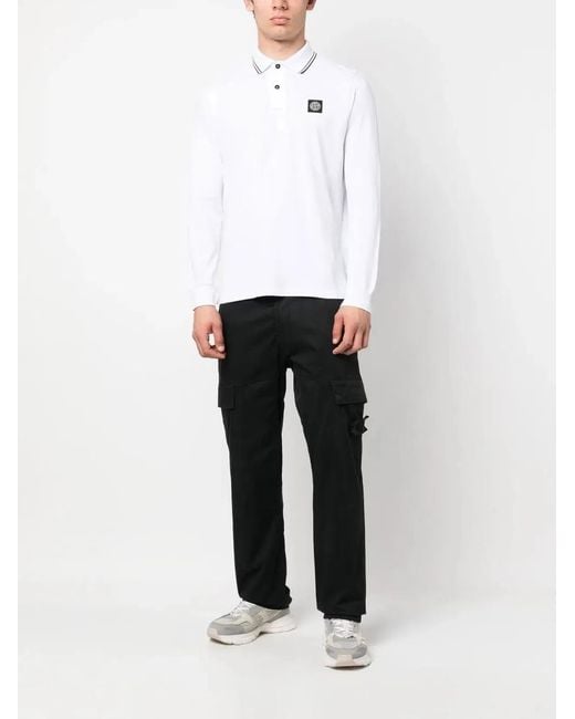 Stone Island White Ls Polo for men