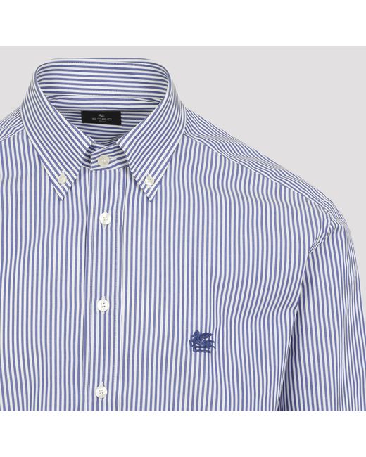 Etro Blue Roma Logo Bd Shirt for men