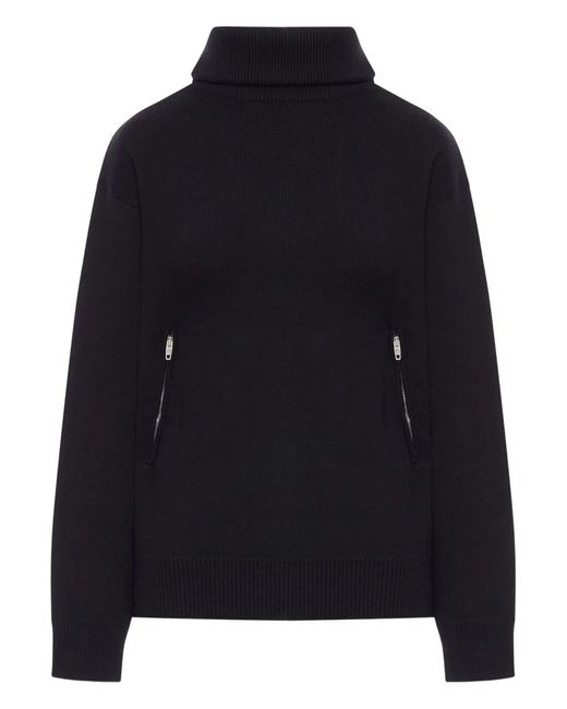 Balenciaga Blue Cotton High-Neck Zip Sweater