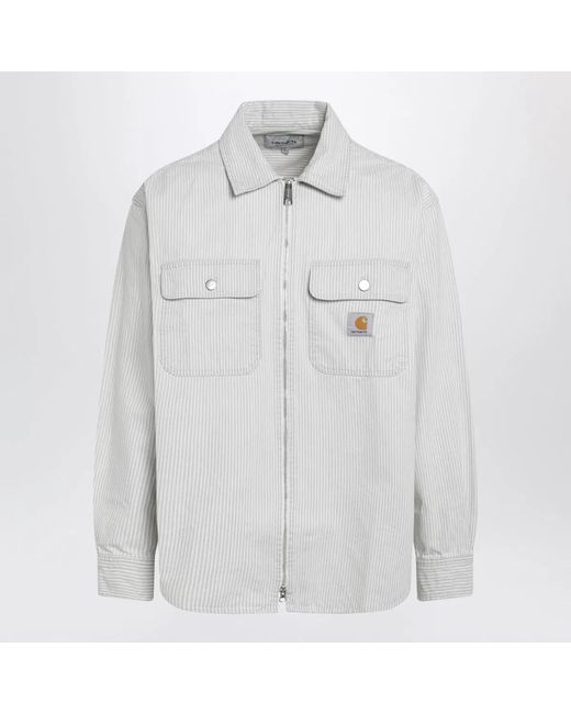 Carhartt White Mercer Striped Cotton Shirt Jacket for men