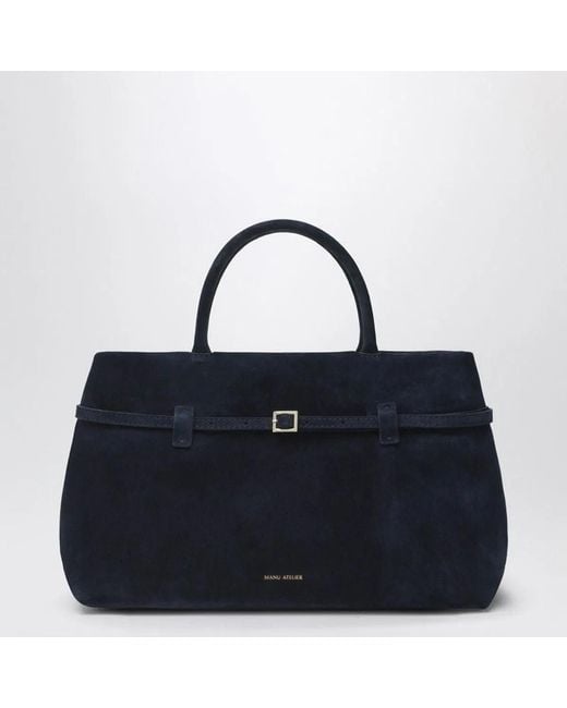 MANU Atelier Blue Le Cambon 35 Dark Suede Bag