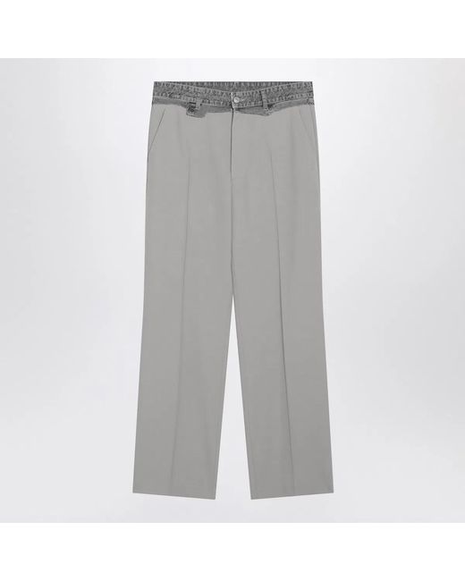 MM6 by Maison Margiela Gray Wool-Blend Trousers for men