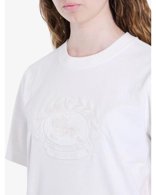 Burberry White Equestrian Knight Crewneck T-Shirt