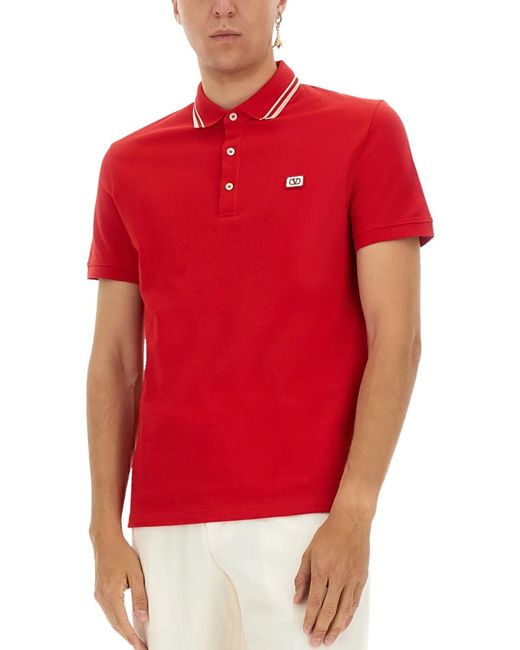 Valentino Red Cotton Polo Shirts for men