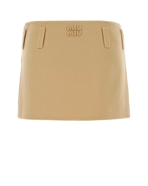 Miu Miu Natural Pastel Wool Blend Mini Skirt