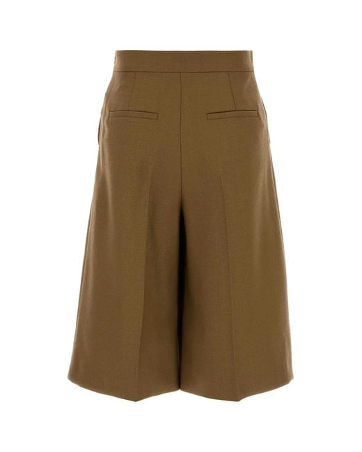 Max Mara Green Biscuit Wool Superbo Bermuda Shorts