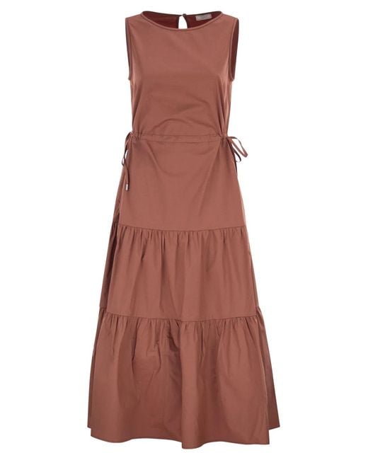 Peserico Brown Sleeveless Midi Dress
