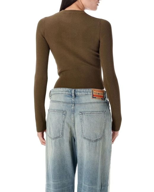 DIESEL Blue M-Valari Fitted Cropped Ribbed Top