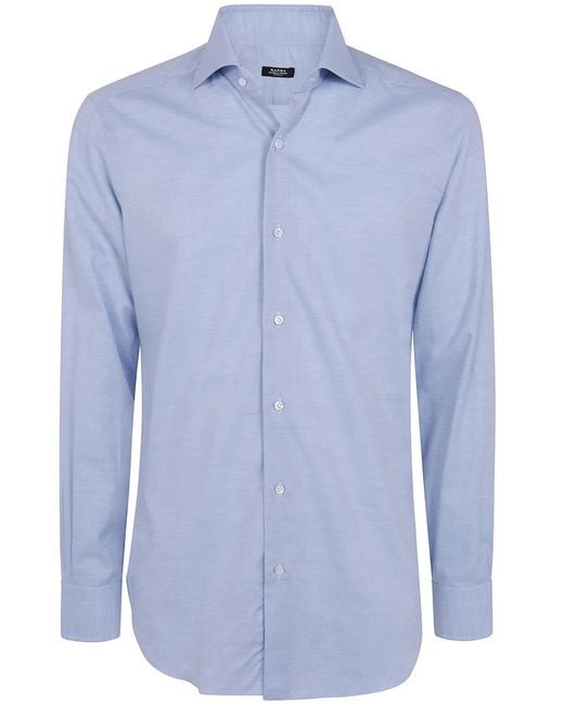 Barba Napoli Blue Twill Classic Shirt for men