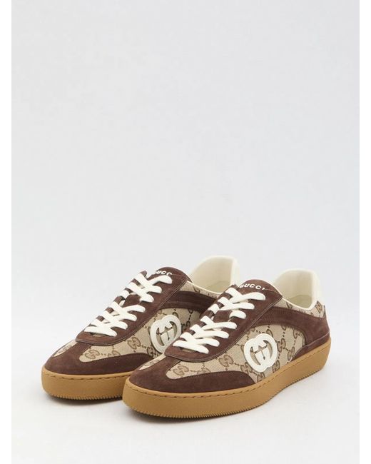 Gucci Black Gg Fabric And Suede Sneakers for men