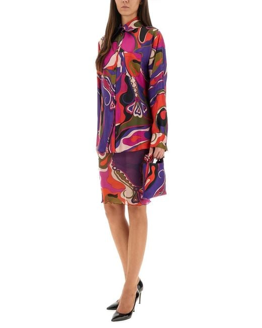 Emilio Pucci Red Orchid Print Shirt