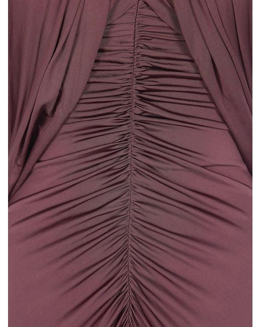 Self-Portrait Purple Jersey Drape Midi Dress
