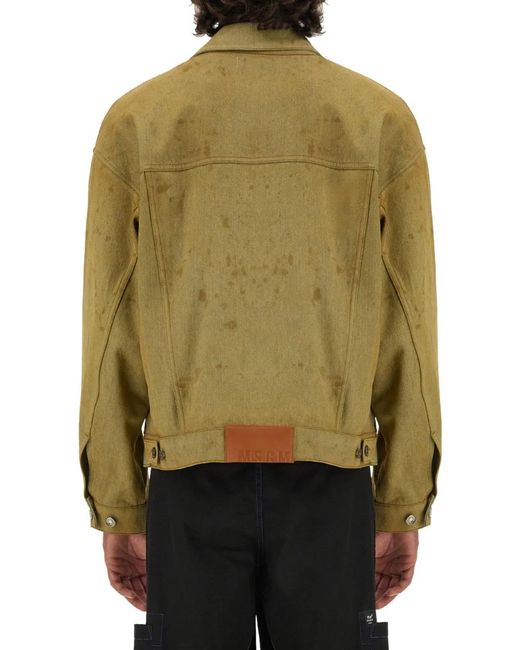 MSGM Green Denim Jacket Dyed for men