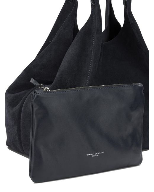 Gianni Chiarini Black Cow Leather Polyester Polyurethane Cotton Shoulder Bags