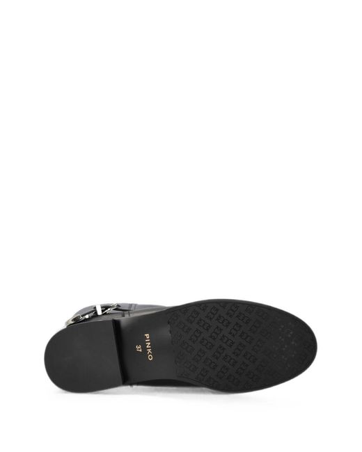 Pinko Black Leather Rubber Boots