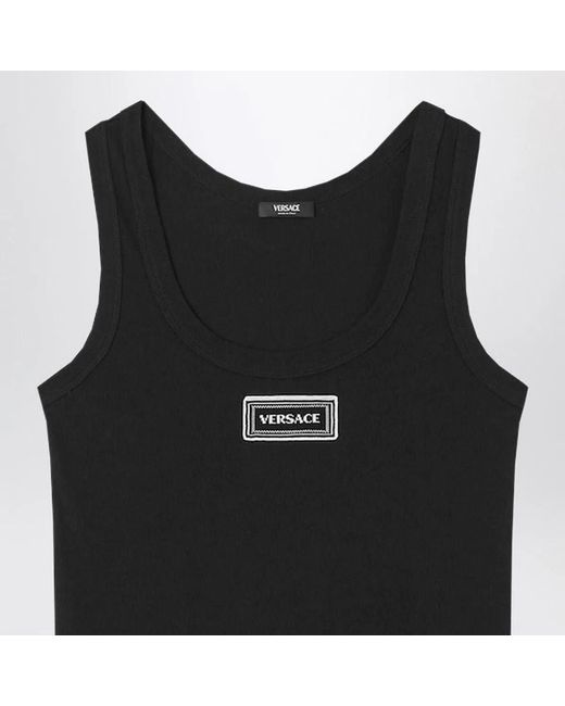 Versace Black Logo Cotton Tank Top