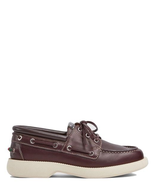 GUCCI Leather Lace-Up Shoes Men\'s 7.5 Brown Authentic Men main image 3