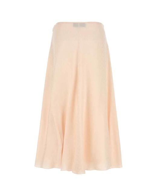 Fendi Natural Ff Logo Silk Skirt