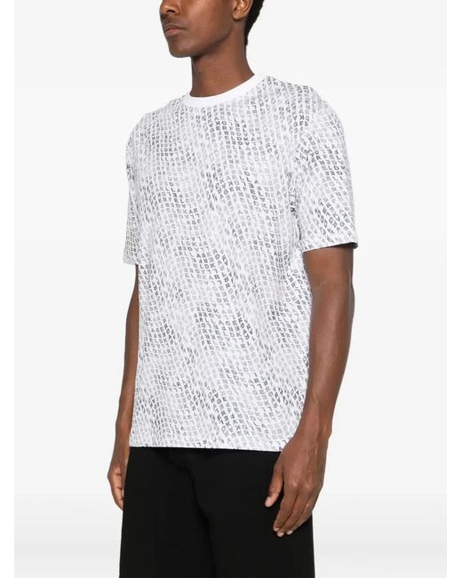 Karl Lagerfeld White Logo-Pattern T-Shirt for men