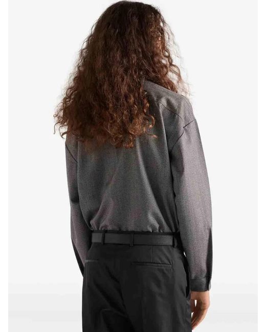 Prada Gray Wool Shirt Jacket for men