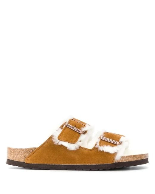 Birkenstock Brown Arizona Shearling Suede Sandals