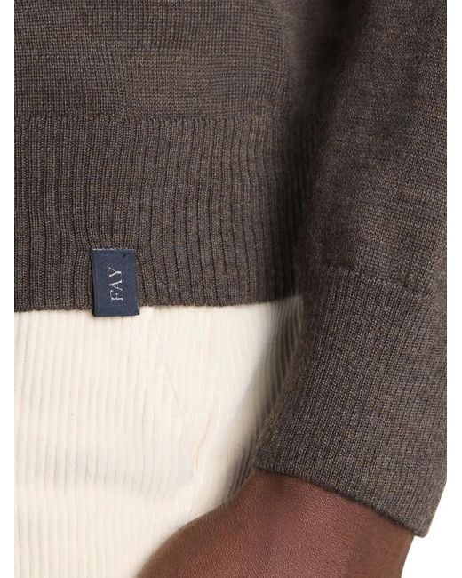 Fay Gray Rolled Neck Ribbed Sweater for men