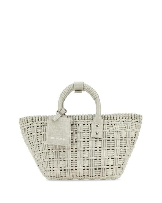 Balenciaga Metallic Sand Raffia Bistro Xs Handbag