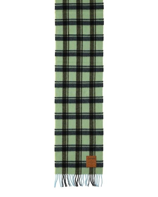 Ganni Green Wool Scarf