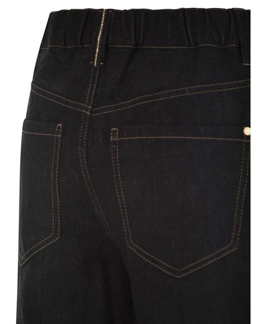 Brunello Cucinelli Black Wide-Leg Cotton Denim Jeans