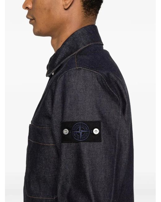 Stone Island Blue Biker Jacket for men