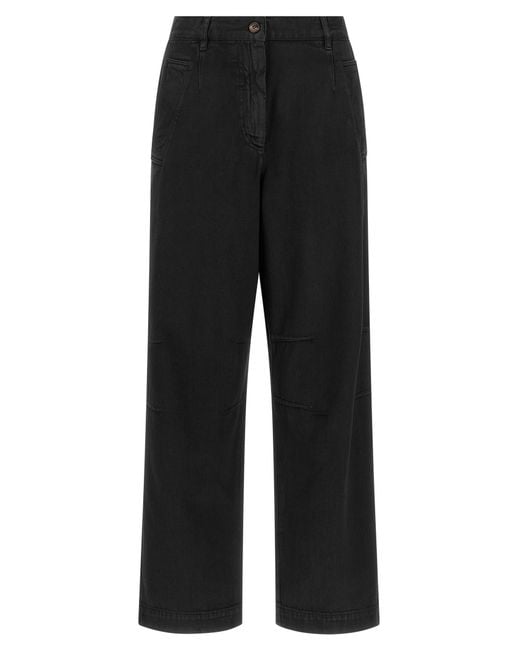 Dries Van Noten Black Loose Cotton Trousers