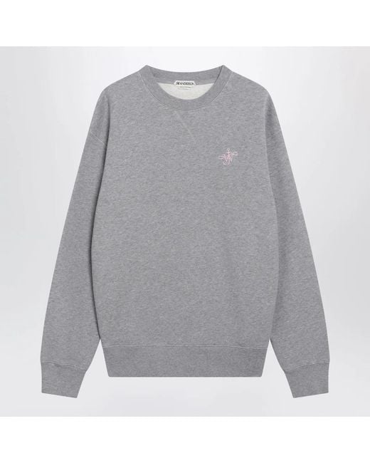 J.W. Anderson Gray Cotton Sweatshirt With Embroidered Logo for men