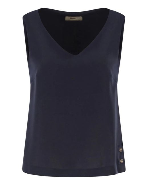 Herno Blue V-Neck Top