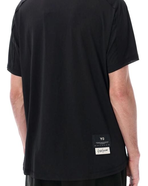 Y-3 Black Running Short Sleeve Performance Tee for men